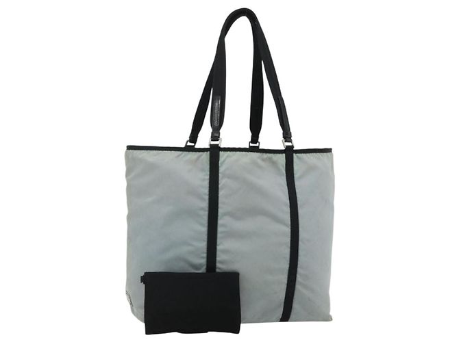 PRADA Borsa Tote Vintage Nylon Azzurro Chiaro Argento Auth am11438 Blu chiaro