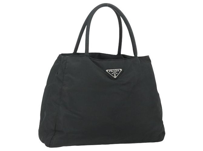 PRADA Borsa a mano in nylon nero argento Auth bs34642