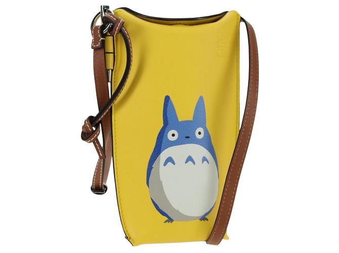 LOEWE - Bolsa Totoro Medium Gate Pocket de cuero amarillo Auth 167254SM de Studio Ghibli