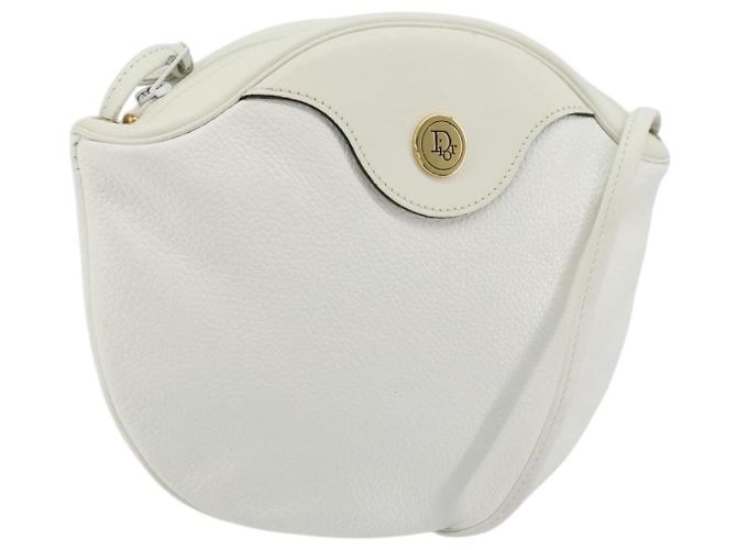 Borsa a Spalla Christian Dior in Pelle Bianca e Oro Auth 176650 Bianco D'oro