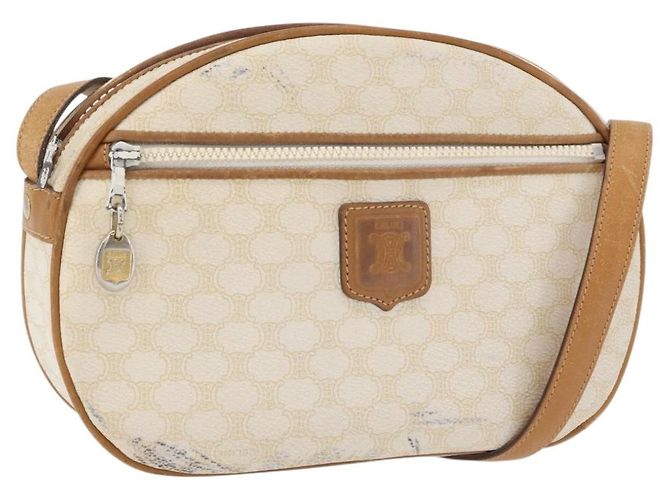 Céline CELINE Macadam Canvas Shoulder Bag PVC White Auth 176818