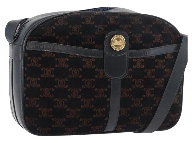 Céline Borsa a Spalla in Tela Macadam Medallion CELINE Nero Oro Auth 176882 D'oro