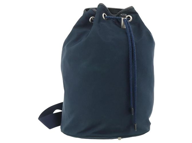 PRADA Purse Shoulder Bag Nylon Navy Silver Auth bs34671 Silvery Navy blue