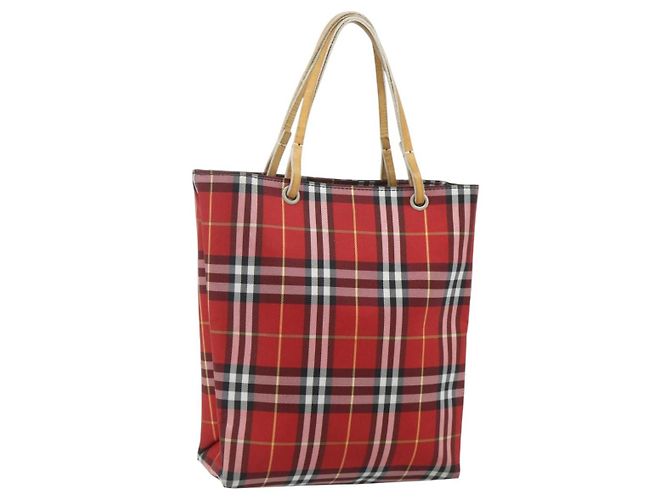 Bolsa de mão em nylon com estampa Nova Check Burberry vermelha e prata autêntica bs34680 Vermelho