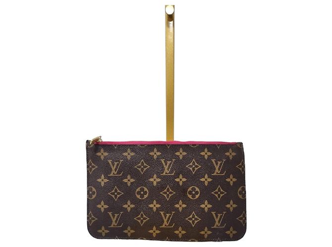LOUIS VUITTON Monogram Neverfull MM GM Pochette Brown