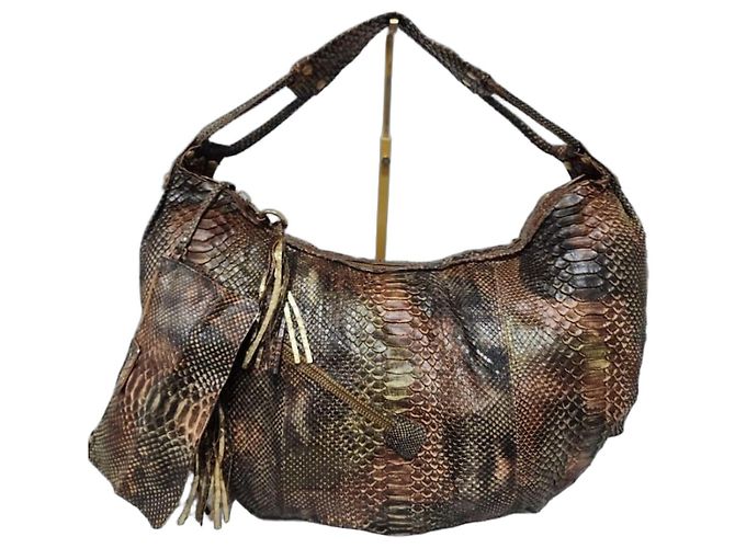 Große Hobo-Tasche aus Pythonleder Salvatore Ferragamo braun