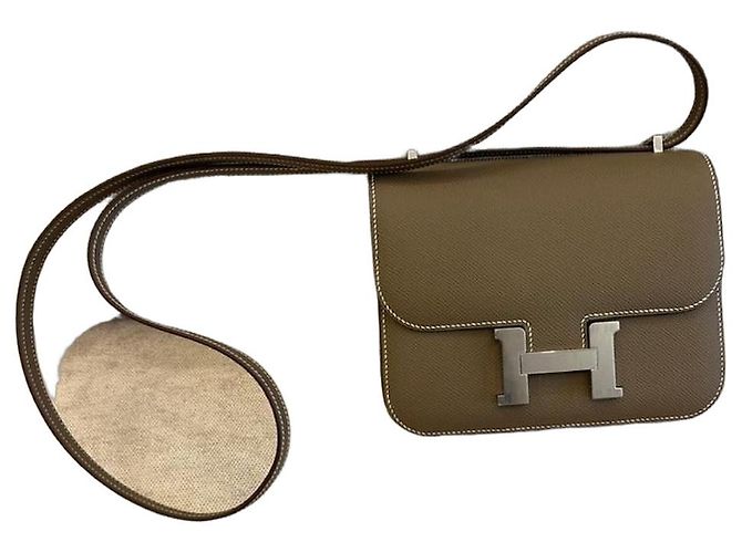 Hermès Constance 18 em couro Epsom Etoupe com ferragens ouro rosa Cinza
