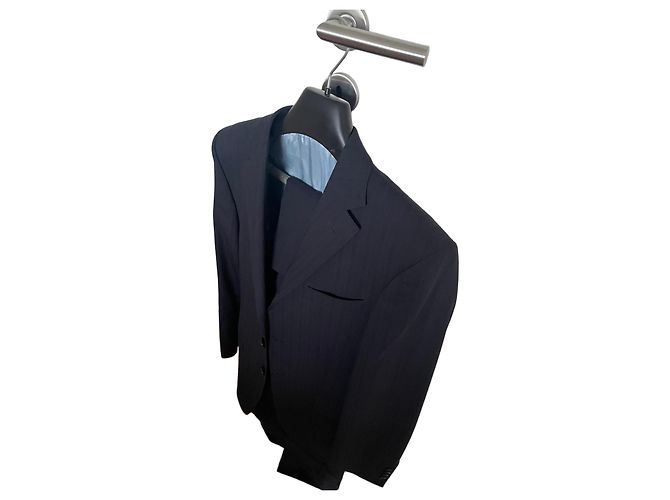 Navy Blue Wool Versace Suit Dark blue