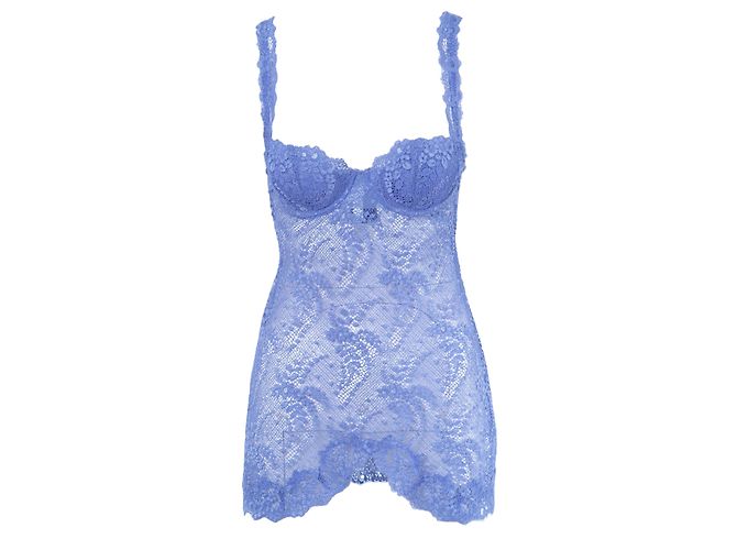 La Perla Blaue Spitzen-Nachtkleid Hellbraun