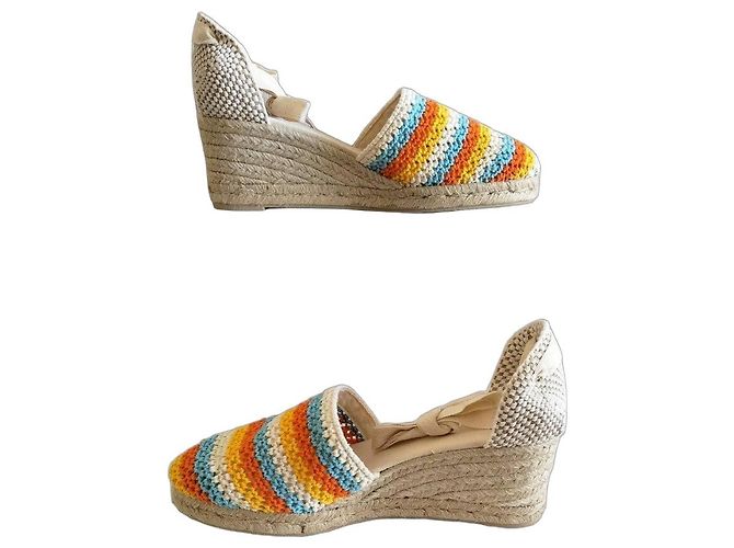 Espadrillas con zeppa Castaner Clara multicolori Bianco Blu Multicolore Beige Arancione