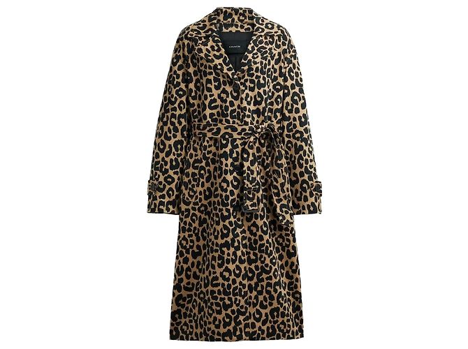 Gabardina Coach Oversize Estampado de Leopardo Multicolor