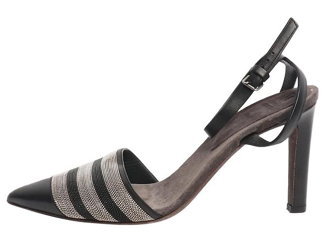 Brunello Cucinelli Décolleté in pelle nera e con perline luccicanti - taglia EU 38 Nero