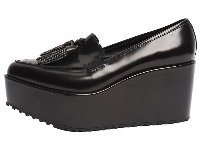 Brunello Cucinelli Mocassins à plateforme à franges marron foncé - taille EU 38