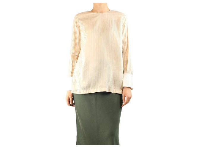 Brunello Cucinelli Neutral silk striped blouse - size S