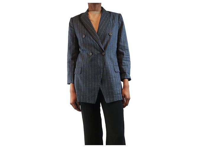 Brunello Cucinelli Grau gestreifter Blazer - Größe UK 8