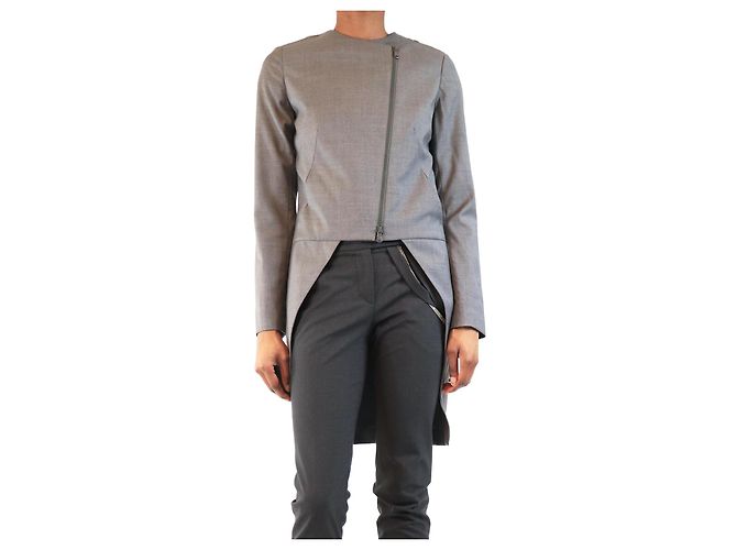 Brunello Cucinelli Grey dropped hem jacket - size UK 8