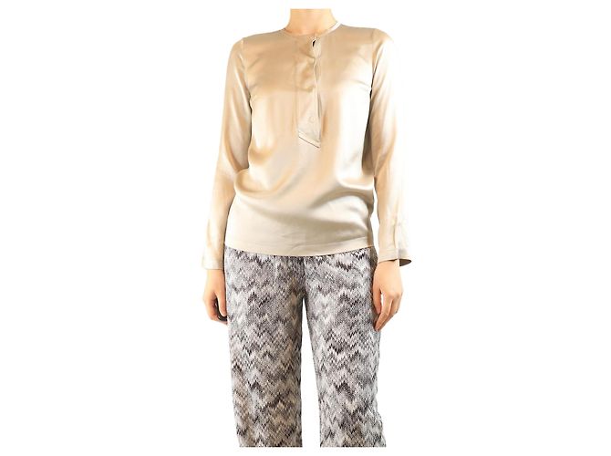 Brunello Cucinelli Neutral sparkly silk blouse - size S
