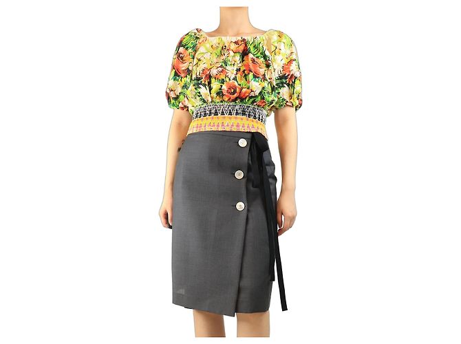 Prada Multicolour floral printed top - size UK 10 Multiple colors
