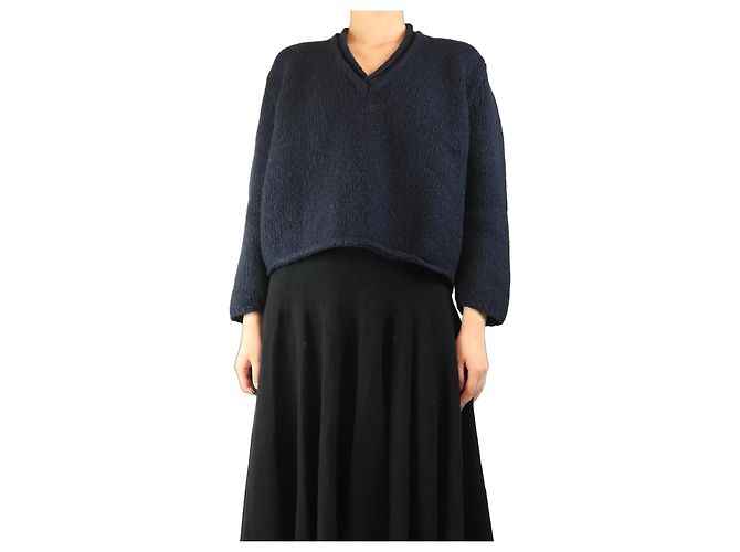 Autre Marque Pull en V épais bleu marine - taille M