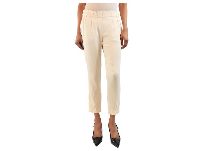Brunello Cucinelli Creme Seidenhose - Größe UK 6 Roh