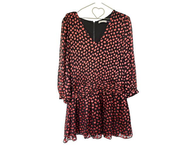 Alice + Olivia Minikleid Herz-Print Schwarz-Rot