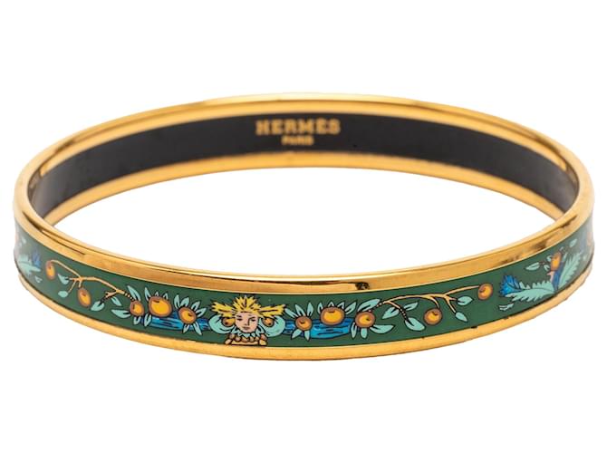 Bracciale stretto in smalto cloisonné frutta Hermès verde 65 