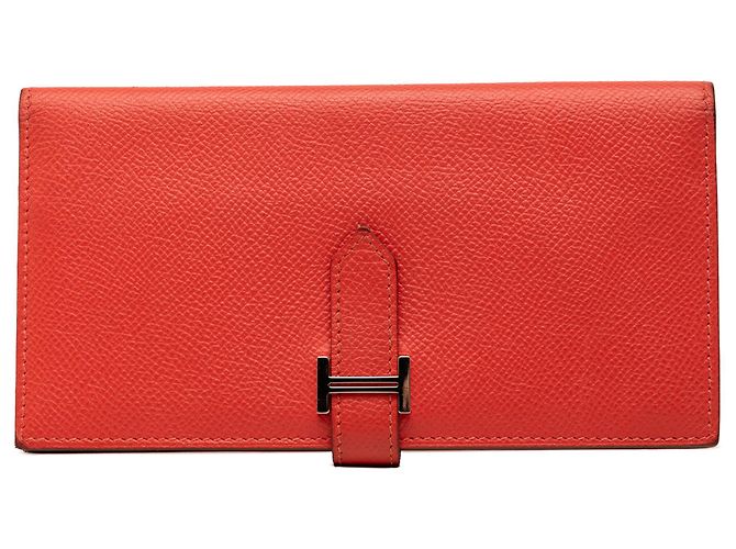 Hermès Red Epsom Bearn Wallet