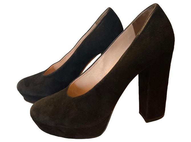 Miu Miu Black Suede Platform Pumps