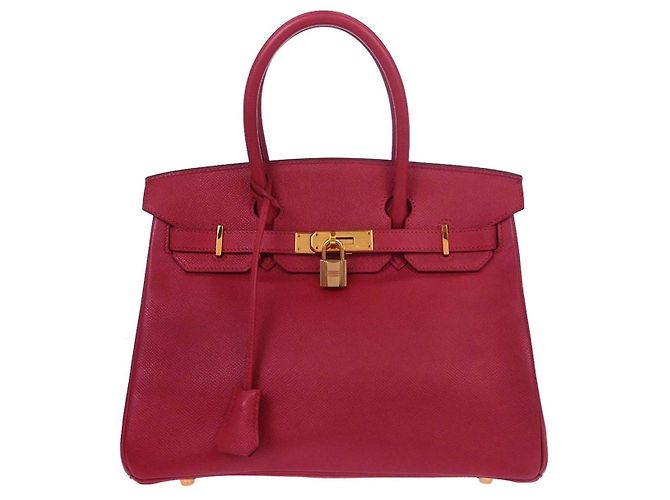Hermès Hermes Birkin Red Courchevel com Gold Hardware 30 Vermelho