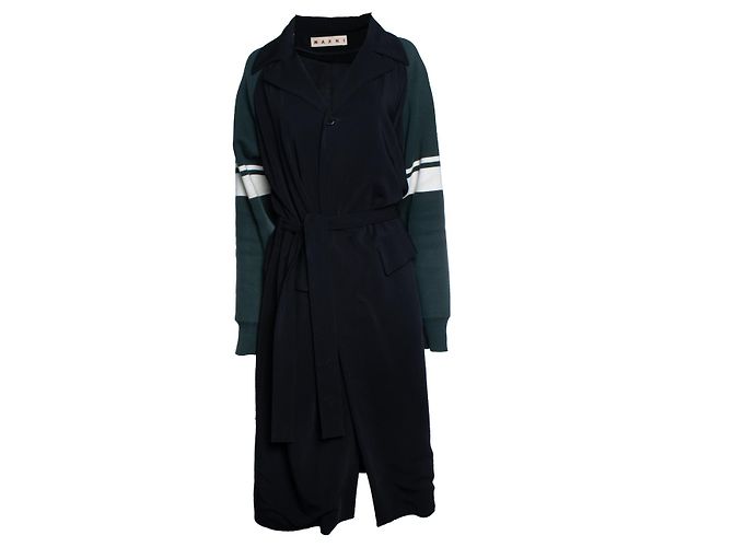 Marni, Cappotto nero con maniche verdi Multicolore