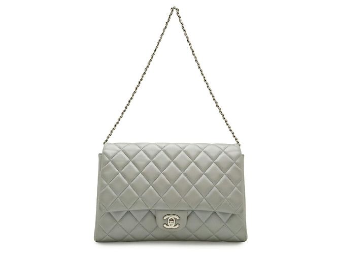 Bolso de cadena de cuero Matelassé Coco Mark de Chanel Plata Metálico