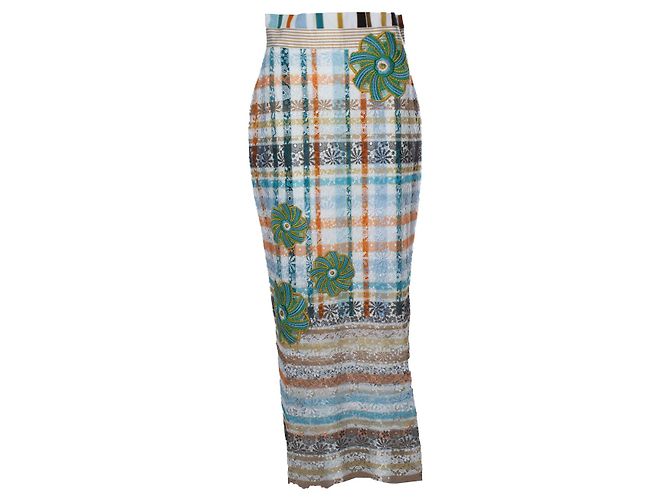 Autre Marque Falda midi de encaje a cuadros Shadia de Silvia Tcherassi Multicolor