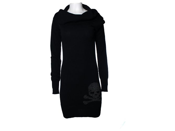 Autre Marque Schwarzes Midi-Kleid mit Rollkragen von Mastermind Japan