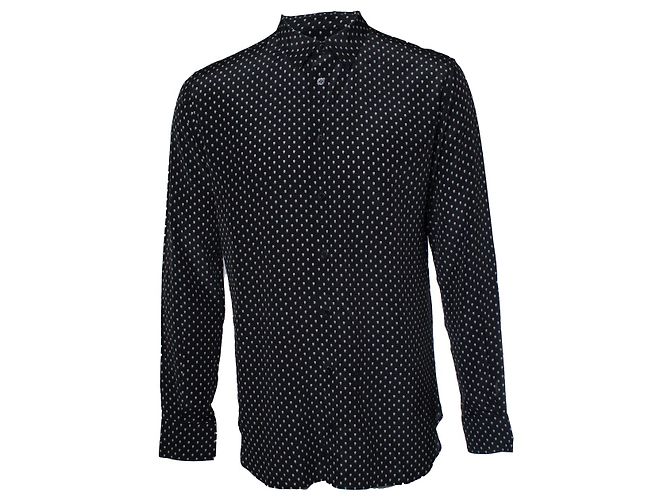 Camicia in seta nera con stampa di teschio Alexander McQueen Nero