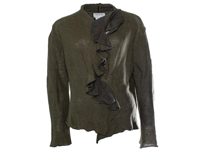 Grüner Rüschencardigan von Dries van Noten