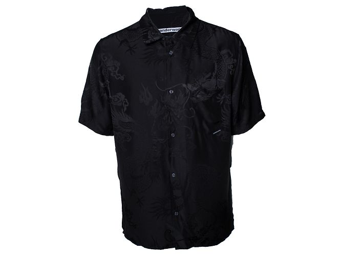 Autre Marque Alexander Wang, Camicia a maniche corte con stampa di drago Nero