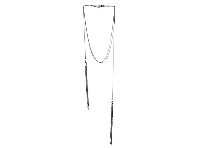 Collar de doble borla 925 Ann Demeulemeester Plata Metálico