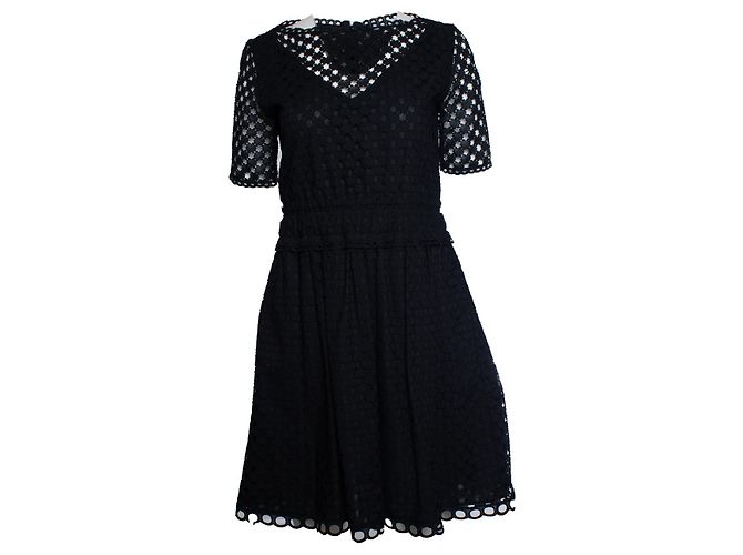 Carven, Mini-Kleid mit Spitzenmuster Schwarz
