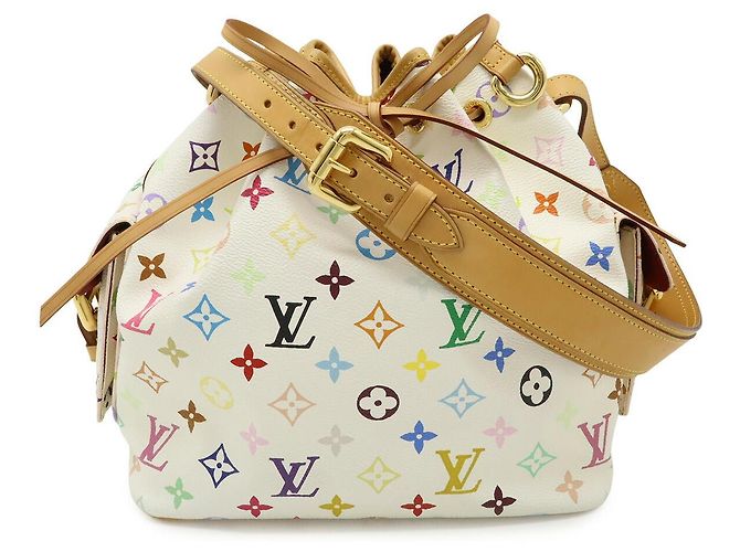 Noe Louis Vuitton Monogram Multicolor Petit Noé Schultertasche Weiß