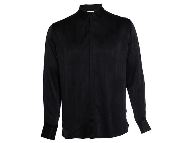 Camicia in seta nera a righe Saint Laurent Nero
