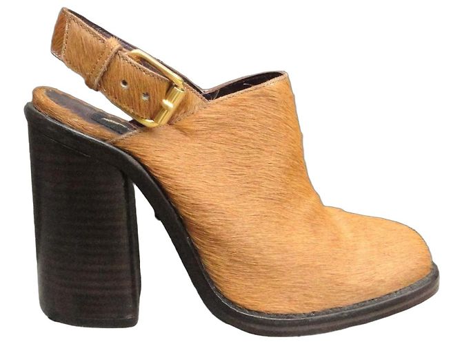 Opening Ceremony Clogs Orange Pony Effect Calfskin 37