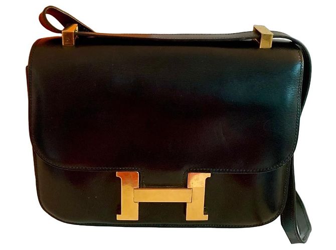 Hermès Constance Handtasche aus schwarzem Leder