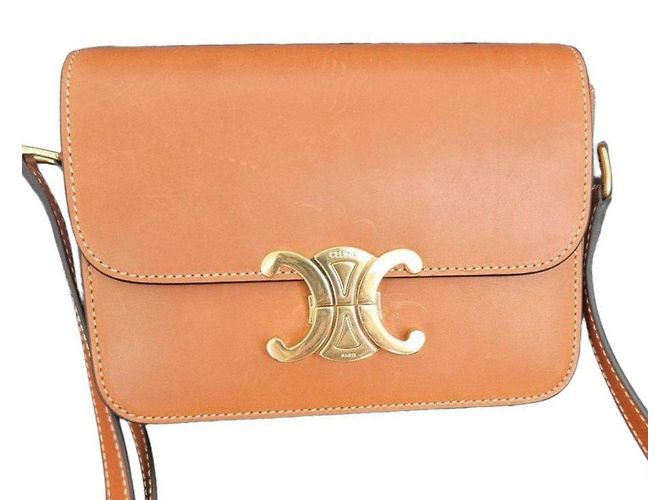 Céline Bolsa Celine Triomphe Couro Caramelo Marrom