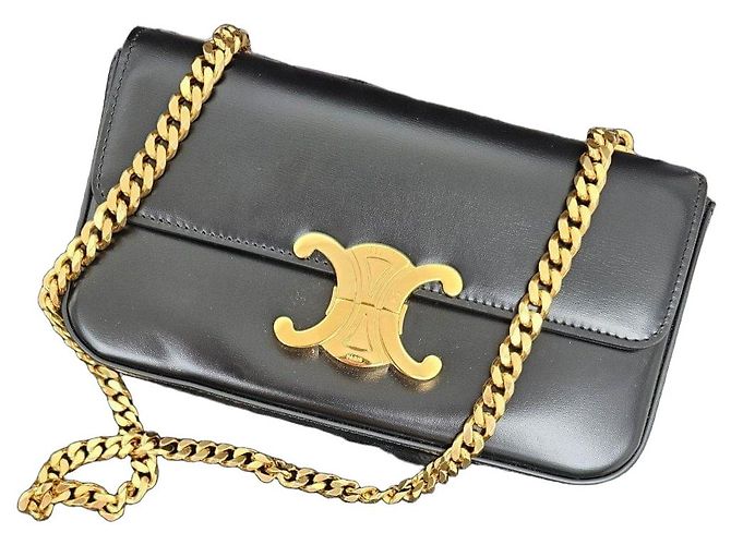 Céline Borsa Celine Triomphe Pelle Nera Nero 