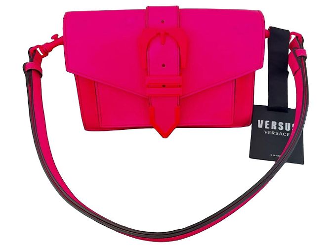 Bolsa Versus Versace em couro rosa fluorescente Fuschia