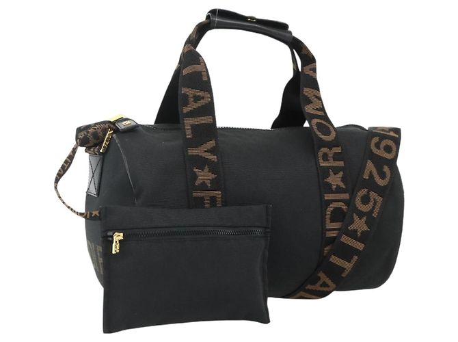 Bolsa FENDI de nylon 2 em 1 preta e dourada Auth bs34931 Preto Dourado