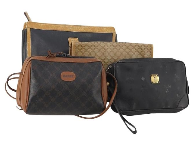 BALLY Celine MCM Macadam Canvas Vicetos Tasche Leder 4 Set Schwarz Auth 175754 Beige