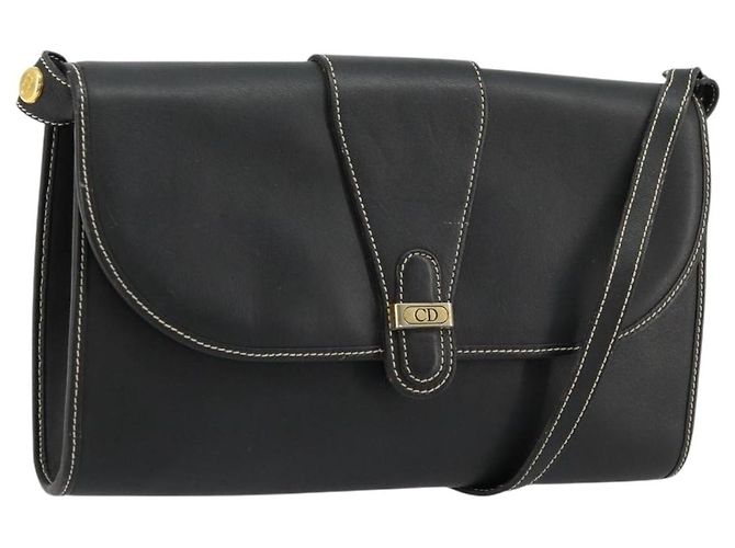 Borsa a Spalla Christian Dior in Pelle Nera e Oro Auth ep14089 Nero D'oro