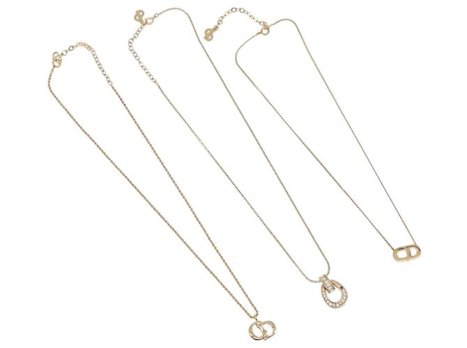 Collana Christian Dior metallo 3 pezzi tono oro Auth 176122