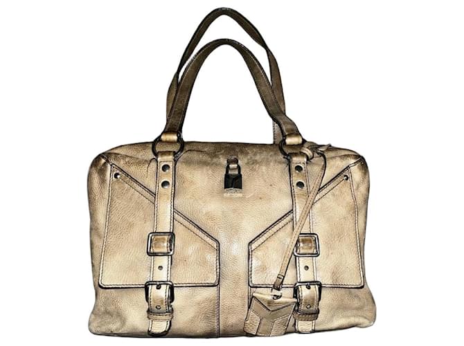 Bolsa Yves Saint Laurent Muse Two Couro Bege 